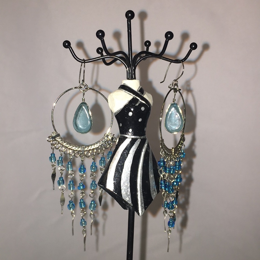 Blue/Silver Boho Earrings